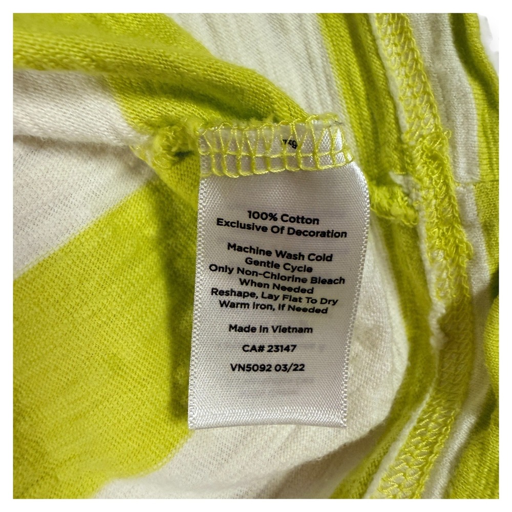 T‎ by Talbots Striped 3/4 Sleeve Boat Neck Top Green White Women Medium - Picture 6 of 6